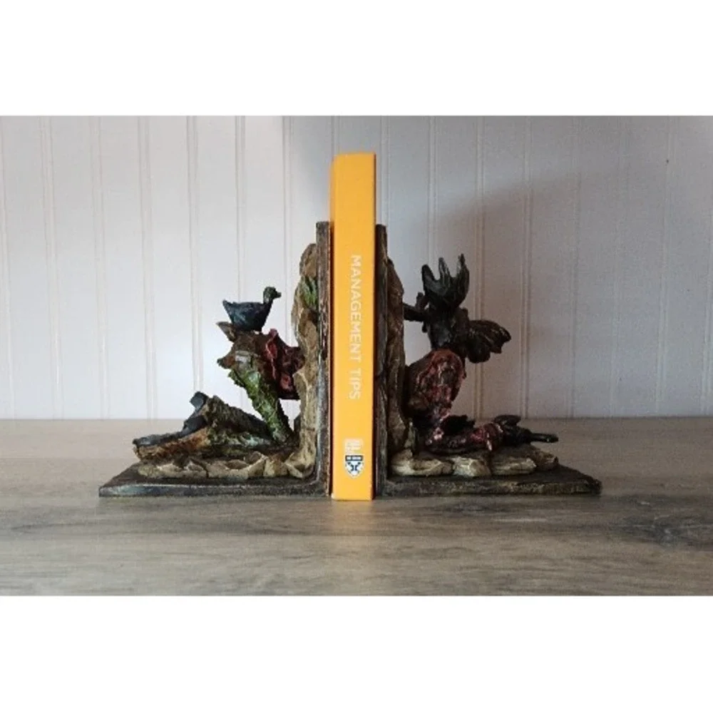 Moose Book Ends Porcelain‎ Cabin Deco Funny Nautical